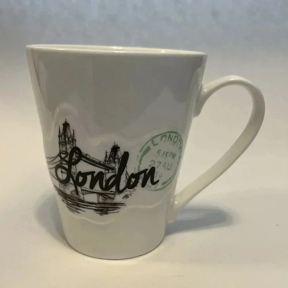 NEW London Tower Bridge Print & Passport Stamp Accent Souvenir Mug